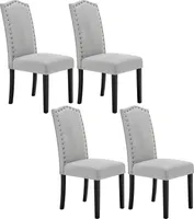 WOLTU 4er Set Esszimmerstühle mit Rückenlehne, gepolstert, Leinen, Hellgrau