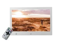 10 Zoll Digitaler Fotorahmen Full HD mit Bewegungssensor Unterstütztes Bild Musik Video Player Ultradünnes Werbegeschenk 16 9 IPS-Display 1024 × 600 Auflösung,Black 
