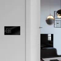 Navaris Touch Lichtschalter mit Schuko Steckdose - mit Glasrahmen - Design Glas Touchschalter einfach - Wandschalter Schalter Schwarz