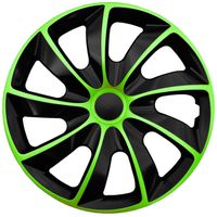 NRM Quad Bicolour Wheel Trims for Steel Rims Two-tone Hubcap Set 4 Car Black/Green, 14"