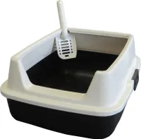Katzentoilette Katzenklo MARCELLO mit hohem Rand weiss-anthrazit