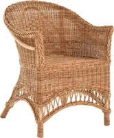 KRINES HOME  Rattansessel Landhaus Flechtsessel aus Natur-Rattan Rattan Sessel Korbsessel Wintergarten (Natur)