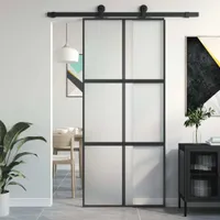 vidaXL Drzwi przesuwne czarne 90x205 cm szkło hartowane i aluminium