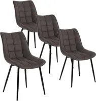 WOLTU Esszimmerstühle 4er-Set Küchenstuhl Polsterstuhl mit Rückenlehne, aus Stoffbezug, Metallbeine, Dunkelgrau