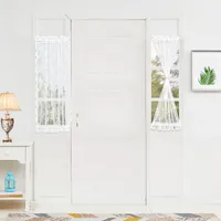 Französische Türvorhänge aus Spitze Halbtransparenter Blumenmuster Sichtschutz-Voile-Vorhänge für Glastür Schiebetüren Stangentasche 75x102cm 1 Stück