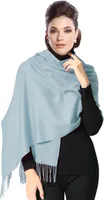 Pashmina Stola Damen Schultertuch Schal Hochzeit Abendkleid Dirndl festlich elegant - Blau Hellblau