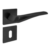 DOMINO Türgriff Drückergarnitur BB-Buntbart | Rosette | Türklinke für Zimmertür, Bürotür, Kellertür & Innentür | Aluminium | Schwarz | ADEL-QR BLACK |
