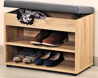 Kesper Schuhschrank mit Sitzkissen, 60 x 47 x 30 cm, mit 2 Schuhfächern und 1 Aufbewahrungsfach, auser MDF mit Eichendekor