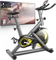 CAROMA Heimtrainer Fitnessbike mit 18 kg Schwungrad, Handpulssensoren und LCD Display, APP-Verbindung, Widerstandstufen verstellbar bis 150 kg, Fitness Fahrrad gelb