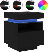 vidaXL Nachttisch mit LED-Leuchten Schwarz 40x39x48,5 cm