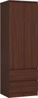 Kleiderschrank AKORD S60 Wenge 60 cm 2 Türen 2 Schubladen Regal B60 x H180 x T51 cm