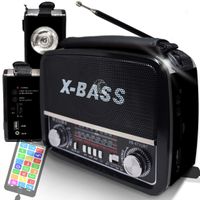 Radio Klassische Retro Lautsprecher mit LED Licht Vintage Tragbares Küchenradio FM AM SW USB AUX MP3 Retrofür Büro Zuhause Kofferradio Schwarz Retoo