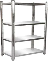 Wiltec regál z nehrdzavejúcej ocele 150x50x155cm so 4 výškovo nastaviteľnými policami pre gastronómiu Dielenská pivnica Úložný regál Úložný regál Kuchynský regál
