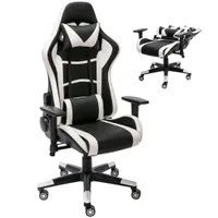 Gaming Stuhl Ergonomisch mit 180° Verstellbare Hohe Rückenlehne, Bürostuhl mit breiter Sitzfläche und Rückenlehne, 67x55x(122-129.5) cm