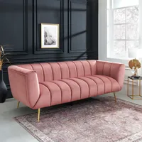 riess-ambiente Design 3-Sitzer Sofa NOBLESSE 225cm altrosa Samt Federkern goldene Metallfüße Sofa Couch