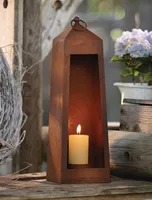 Kerzenhalter "Rostlaterne" aus Metall, 40 cm hoch, Gartenlaterne mit Echtrost Finish, Windlicht, Laterne