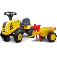 FALK Traktor Baby Komatsu Gelb mit Anhänger + Zubehör von 1 Jahr alt