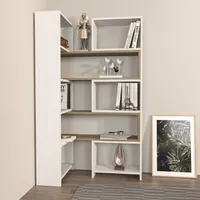 Skye Decor, Poyraz - White, Walnut, Bücherregal, Weiß, 100 % MELAMINBESCHICHTETE SPANPLATTEN, 163,5 x 22 x 150 cm