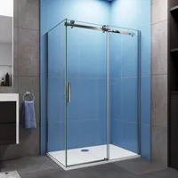 120x90x195cm Schiebetür 6mm NANO Duschwand Eckdusche Abtrennung Duschkabinen