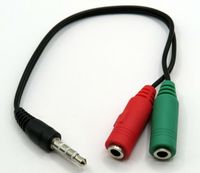 Audio Splitter Kabel Y Adapter Micro Headset 3.5mm Male zu 2 Female Schwarz/grün