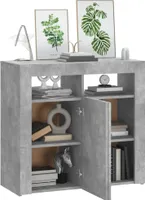 vidaXL Sideboard mit LED-Leuchten Betongrau 80x35x75 cm