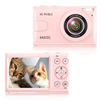 Fine Life Pro Digitálny fotoaparát 4K 64MP, 2,8'' LCD fotoaparát s 18x digitálnym zoomom, nabíjací kompaktný fotoaparát pre deti, tínedžerov, ružový