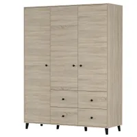 Drehtürenschrank Kleiderschrank Schrank Kinderkleiderschrank 150 cm Sonoma/Sonoma mit vier Schubkästen  - Fox 19