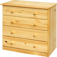 Möbilia Kommode | 4 Schubladen | Kiefer-Holz massiv | B 79 x T 40 x H 75 cm | natur-lackiert | 19020003 | Serie KOMMODE