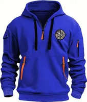 ASKSA Herren Hoodie Basic Jogging Sport Hoodie Kordelzug Mit Taschen Slim Fit Reissverschluss Gym Pullover,B Koenigsblau,5XL