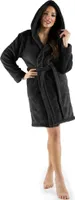 Korfu Bademantel S schwarz Polyester Sherpa-Fleece 260 g/m² Kapuze kurz