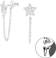 Ohrstecker Ear Jacket 925 Sterling Silber Stern mit Zirkonia und Kette