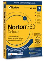 Norton 360 Deluxe - 5 Geräte 1 Jahr 2023 - Antivirenprogramm mit Firewall - PC / Mac / iOS / Android - Download - ESD