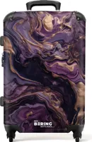 NoBoringSuitcases.com Tvrdý kufor strednej veľkosti 67x43x25 cm, 72L, potlač pre ženy: Fialová, zlatá - mramor, cestovný kufor so 4 kolieskami