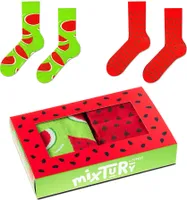 Set mit 2 Paar Bunten Wassermelonen Socken 36-40 für Damen Lustige Lange Socken