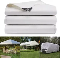Wasserdichte Plane für Außenbereich, 180 g/m² PE Schutzplane Abdeckplane mit Ösen für Gartenmöbel,Auto,Terrassen,Schwimmbädern,Weiß,3mx5m