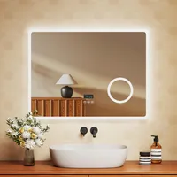 EMKE Lustro łazienkowe z 3-krotnym powiększeniem Przełącznik dotykowy 3 kolory światła Możliwość ściemniania Zegar przeciwmgielny Bluetooth 80X60cm