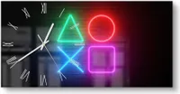 DEQORI Glasuhr 60x30 cm Römisch 'Playstation Elemente' Wanduhr Glas Uhr Design leise