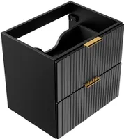 Waschtischunterschrank 60cm ADELAIDE-56-BLACK in matt schwarz mit gerilllter Front, B/H/T ca. 60/57/46 cm