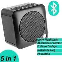 5in1 Mobiler Bluetooth Steckdosenradio Lautsprecher UKW NFC Box + Powerbank NEU