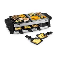 Klarstein Sirloin, raclette gril, 1500W, 2 v 1, 8 osôb, oceľové raclette panvice