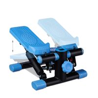 Swingstepper blau Relaxdays Stepper mit Schrittzähler Fitnessgerät für zuhause 2 Expander Verstellbarer Widerstand 