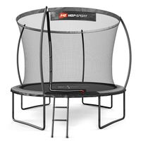 Hop-Sport Trampolin Outdoor Ø 305 cm - Trampolin mit innovativen, gebogenen Netzstangen, Sicherheitszertifikaten und Sicherheitsnetz