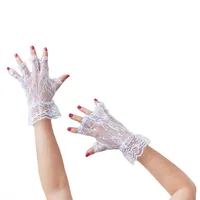 Saloon Handschuhe schwarz Stulpen Fasching fingerlose Netzhandschuhe 