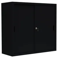 Schiebetürenschrank Aktenschrank Sideboard aus Stahl Schwarz 109x120x45cm 550149