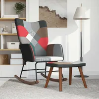 vidaXL Hojdacie kreslo so stoličkou Patchwork Fabric