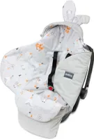 Bellochi Universal Baby Einschlagdecke für Babyschale und Autositz Kinderwagendecke Fußsäck aus Baumwolle und Samt z.B. passend für Maxi-Cosi, Römer, Cybex - Apanatschi Grey