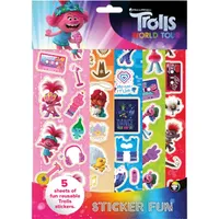 Trolls World Tour - Blatt mit Stickern 5er-Pack SG24606 (Einheitsgröße) (Bunt)