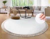 Teppich Rund Wohnzimmer Kinderzimmer Hochflor Rutschfest Einfarbig Fransen Weich Grösse 200 cm Rund