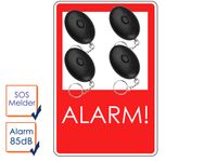 4er-Set Mini-Taschenalarm Überfallalarm Notruf Personen-Alarm 85dB