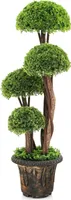 Sztuczne drzewo z doniczką, Sztuczna roślina 90 cm, Sztuczne drzewo cedrowe z 4 koronami, Sztuczna roślina dekoracyjna w doniczce, Zielone drzewo topiary do użytku wewnątrz i na zewnątrz